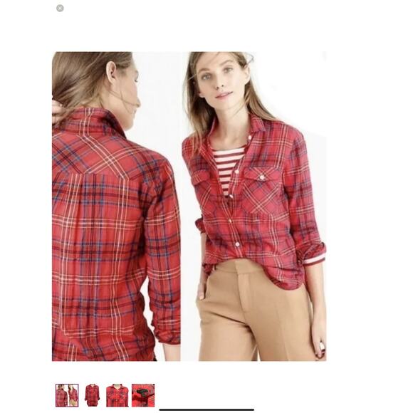 J. Crew Boy Fit Shirt Red Scotch Tartan Plaid Button Up Down Top Western sz 8 - Picture 11 of 11